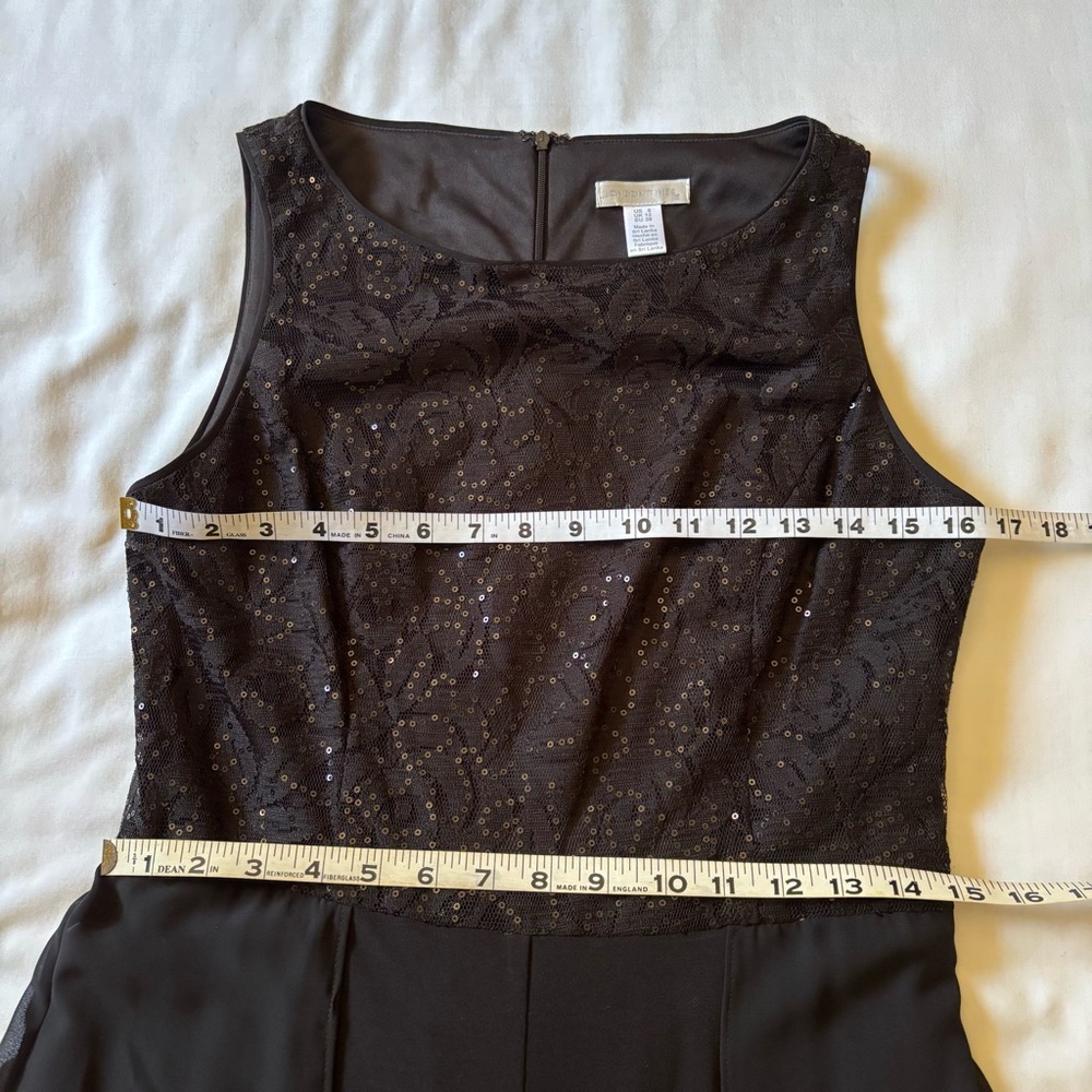 LONDON TIMES Sequin Lace Top Split Leg Jumpsuit in Black Size 8 - Picture 8 of 10